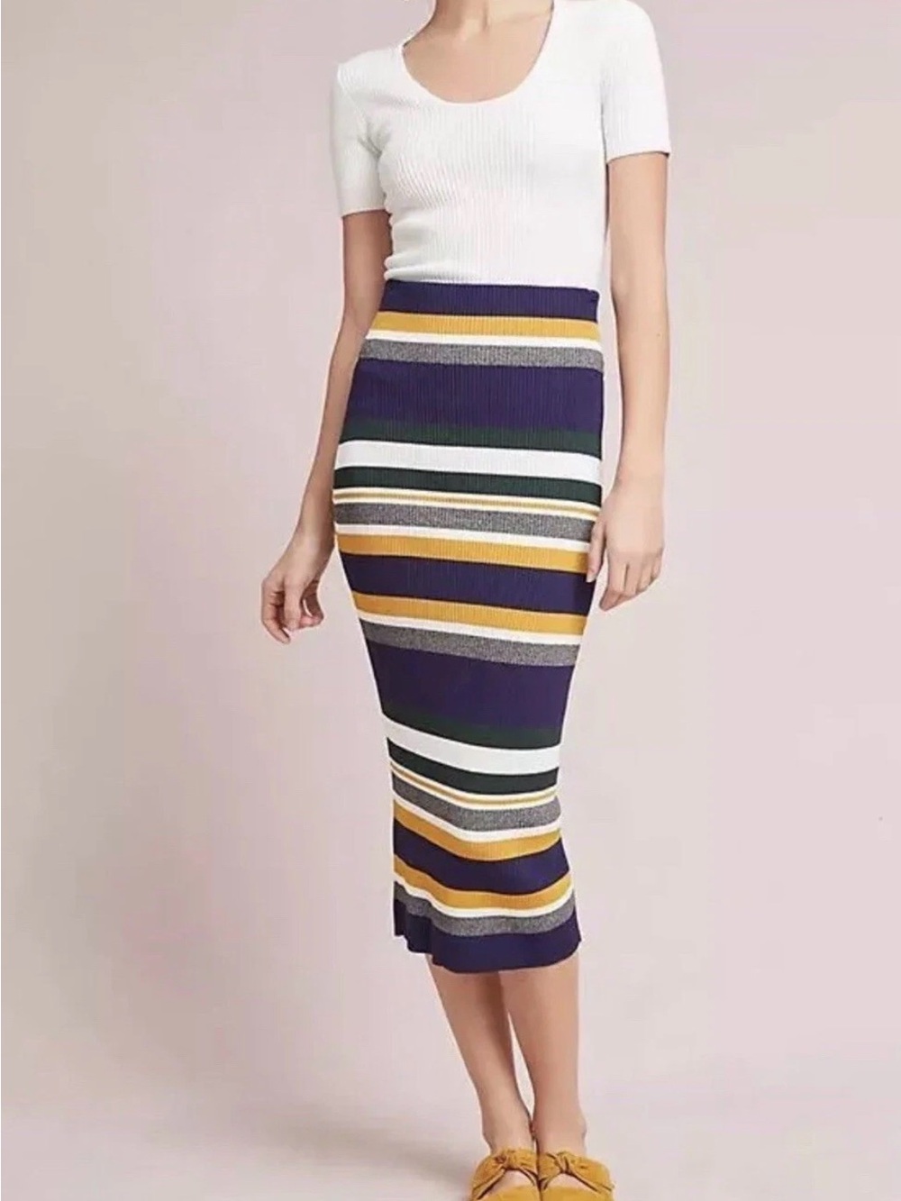 Callahan  NWT Anthropologie Greenwich striped knit tube midi maxi skirt, S